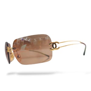 た*や様 CHANEL vintage rim less sunglasses CHANEL Sunglasses Vintage Silver Oval Frameless 2014 Bayonetta