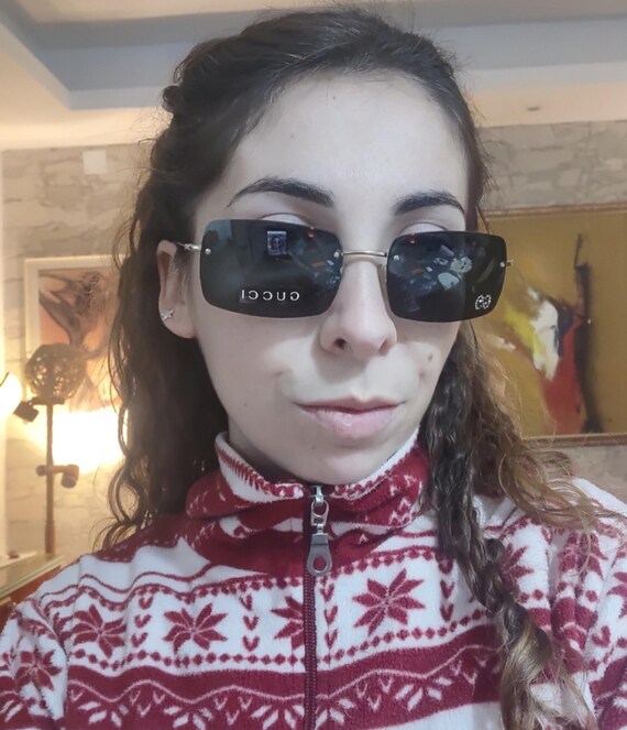 小物 GUCCI y2k sunglasses rimless rhinestone Gucci 1653 Strass Vintage Sunglasses Rimless Rhinestones NOS New