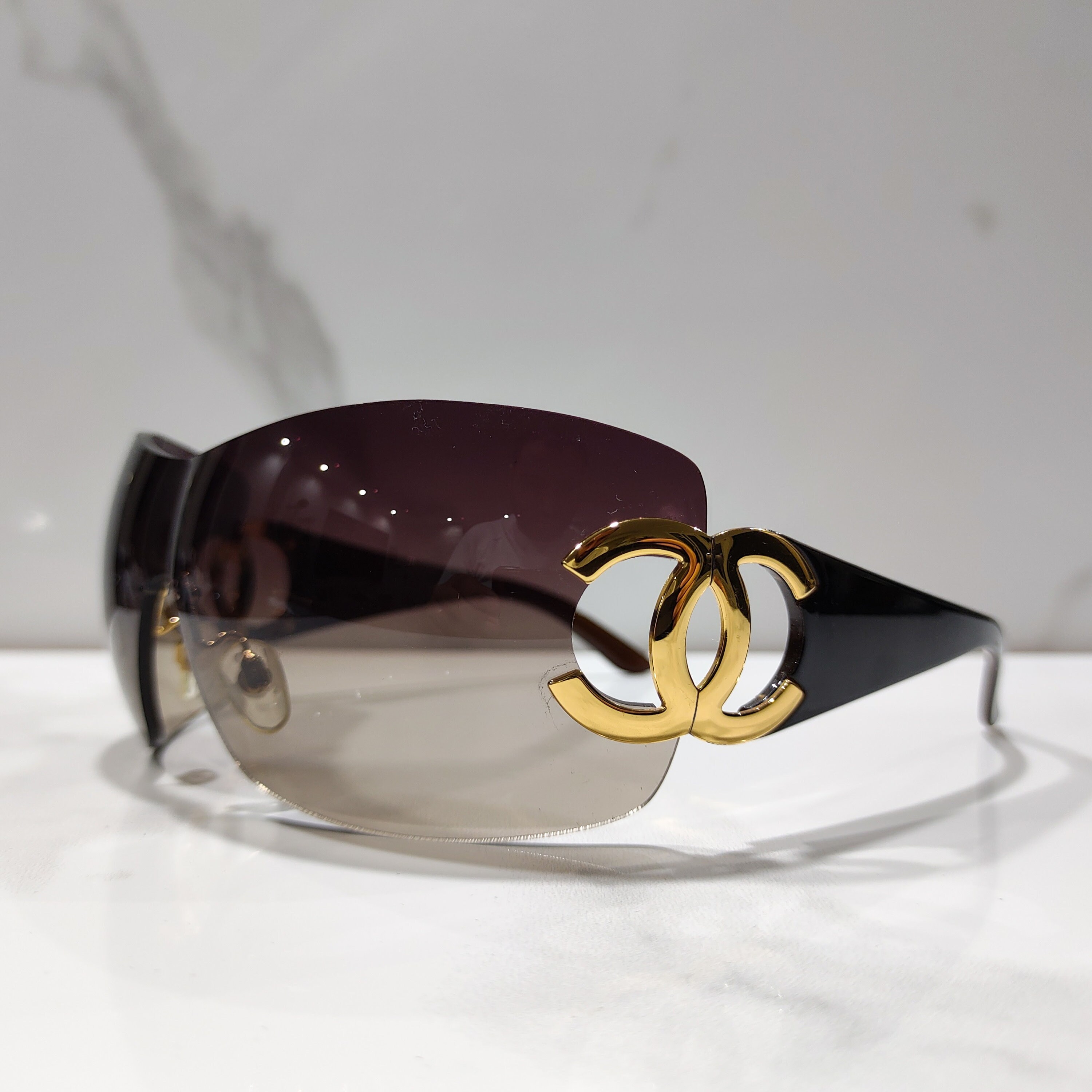Chanel Modello 4124 Sunglasses Wrap Shield Lunette Brille Y2k 