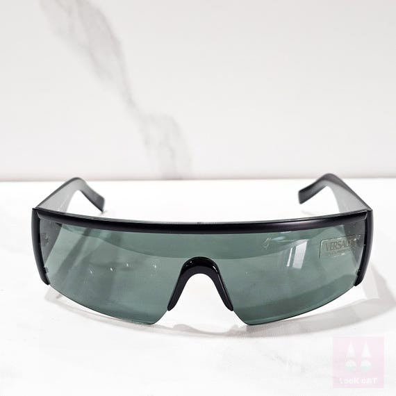 Versace Vintage Y2K Women\'s Shield Sunglasses in Dark Gray W/ Original case s-l400.jpg main image 4
