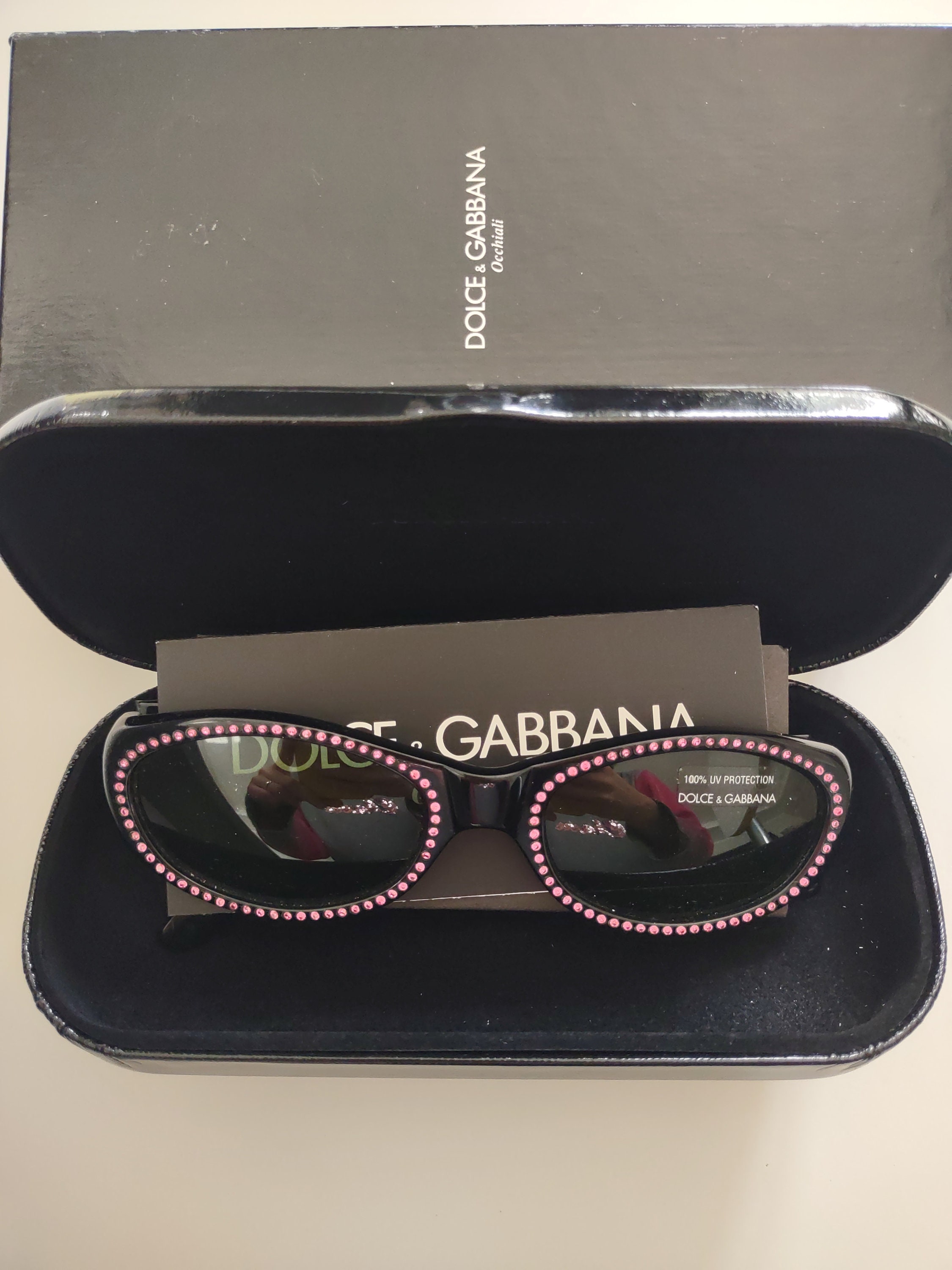 Y2K Sunglasses Dolce E Gabbana, DG 533S Pink Deg Rhinestones, NOS