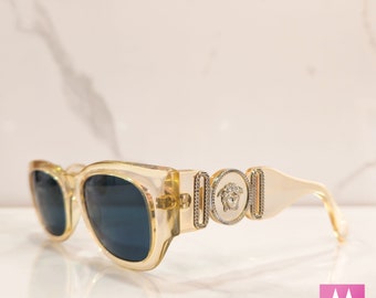 Gianni Versace-Mod. 413 Vintage Sonnenbrille seltene transparente Lunette Brille Occhiali 90er Jahre