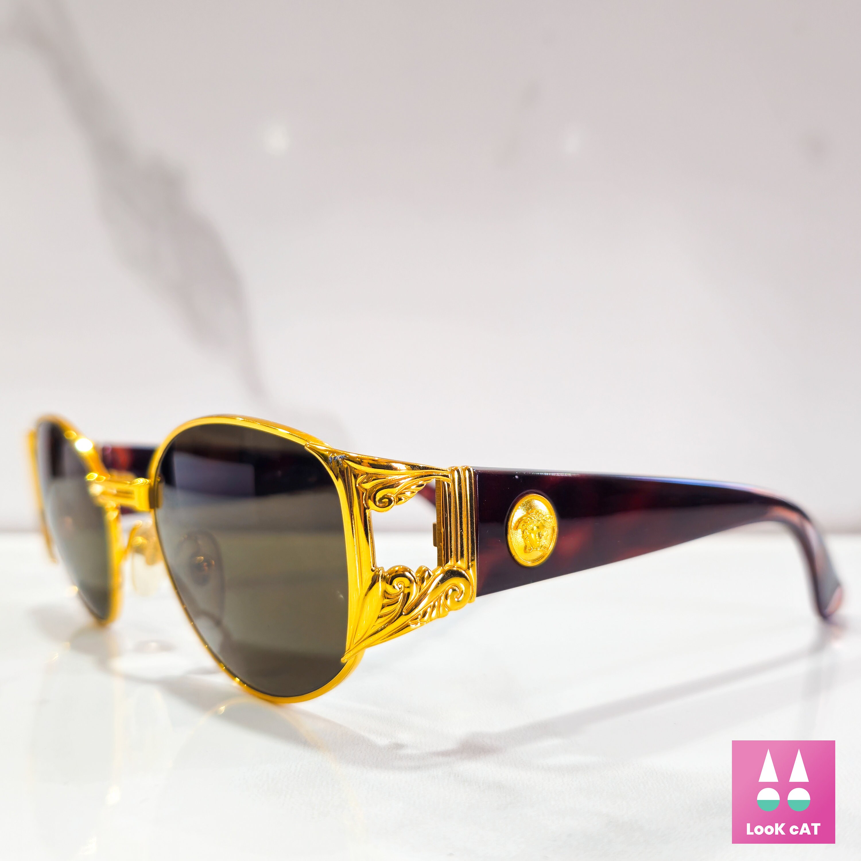 Vintage Y2K Versace N01 COL N30 235 Gold and Gray Sunglasses Frames Gianni Versace S 63 Vintage Sunglasses Gold Color Frame  main image 3