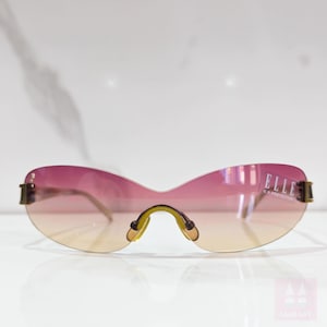 Elle 2757 vintage sunglasses Y2K lunette zonnebril shades wrap shield wraparound pink