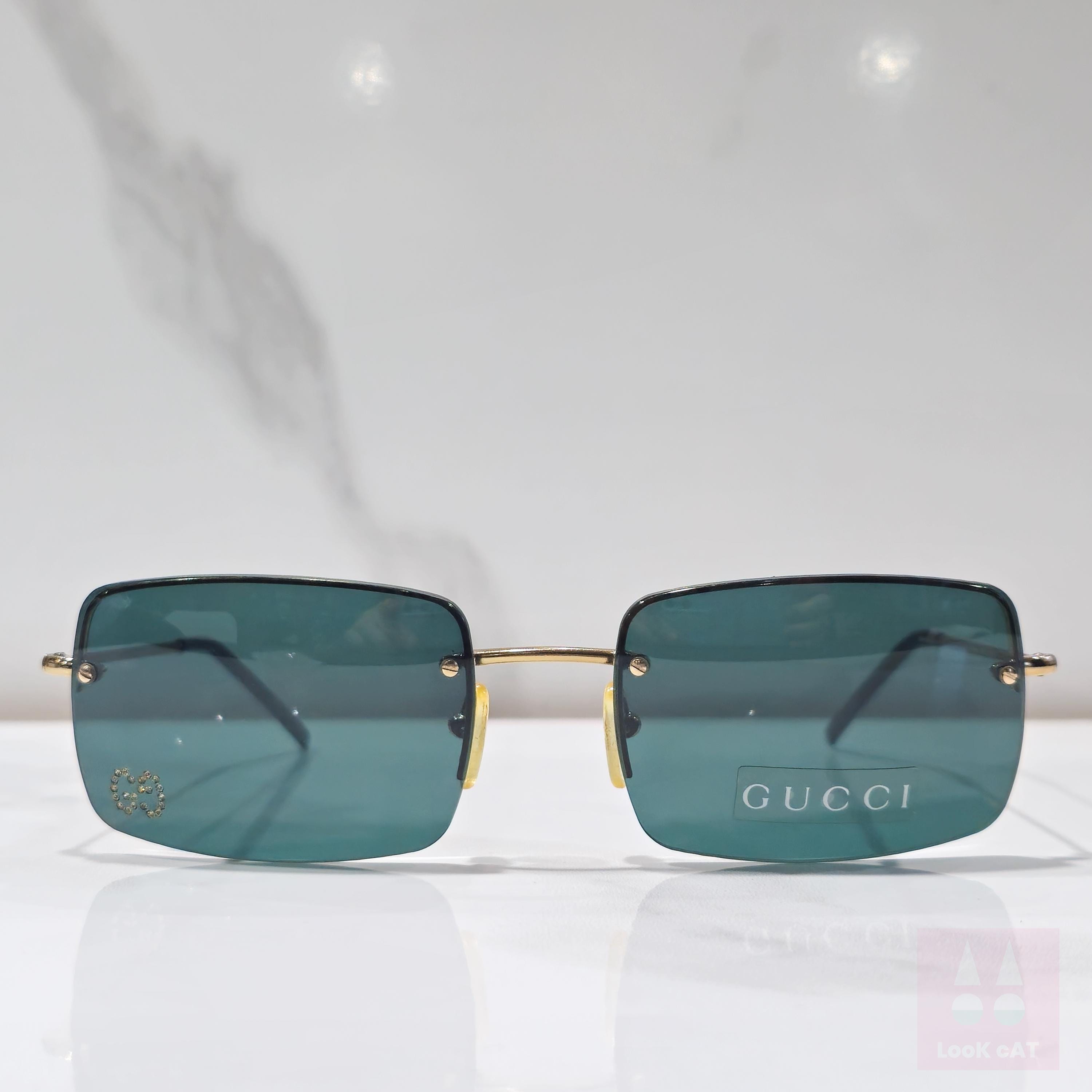 Gucci 1653 Strass Vintage Sunglasses Rimless Rhinestones NOS New
