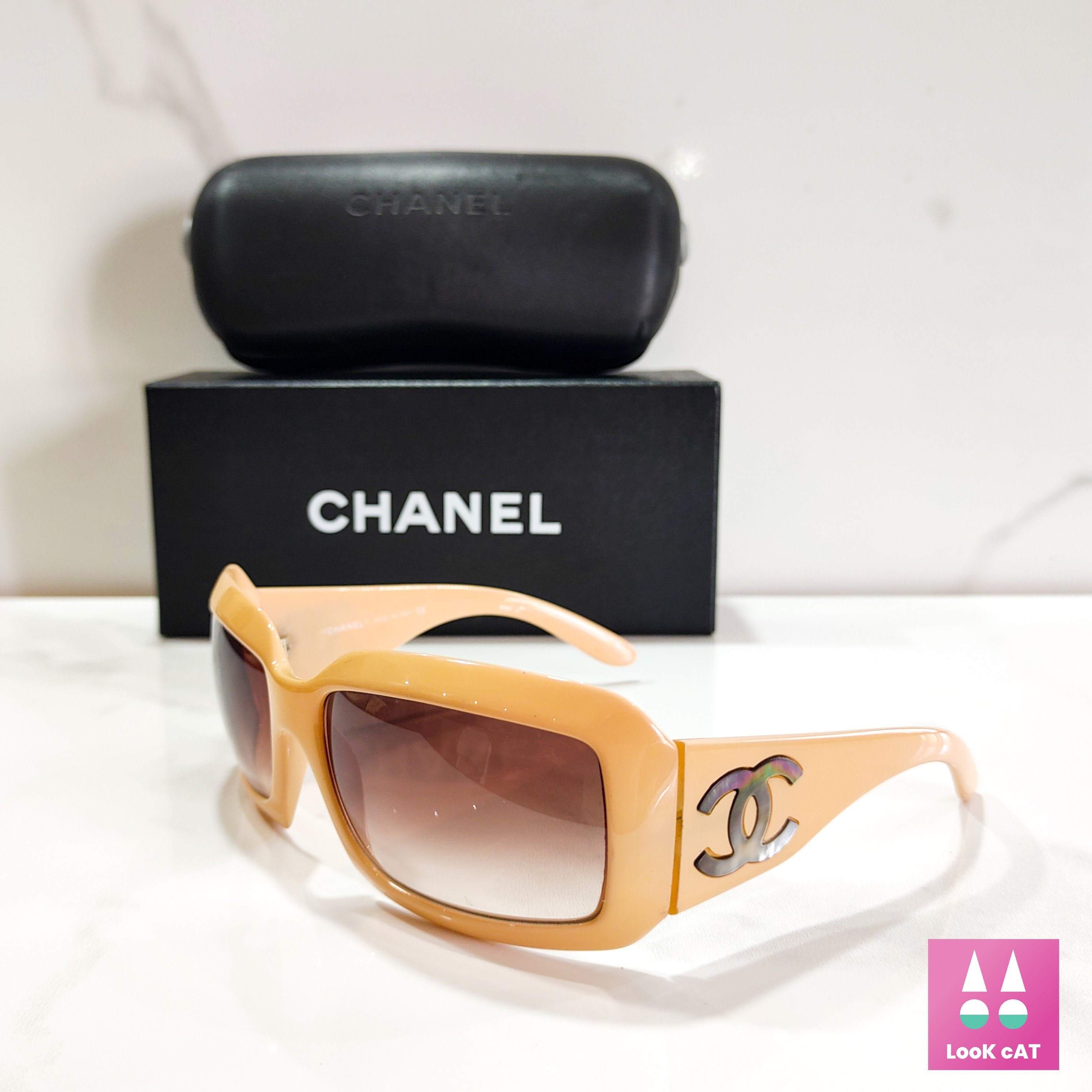 Rare Authentic Chanel 5012 c.501 Black Blue 51mm Vintage Sunglasses Italy