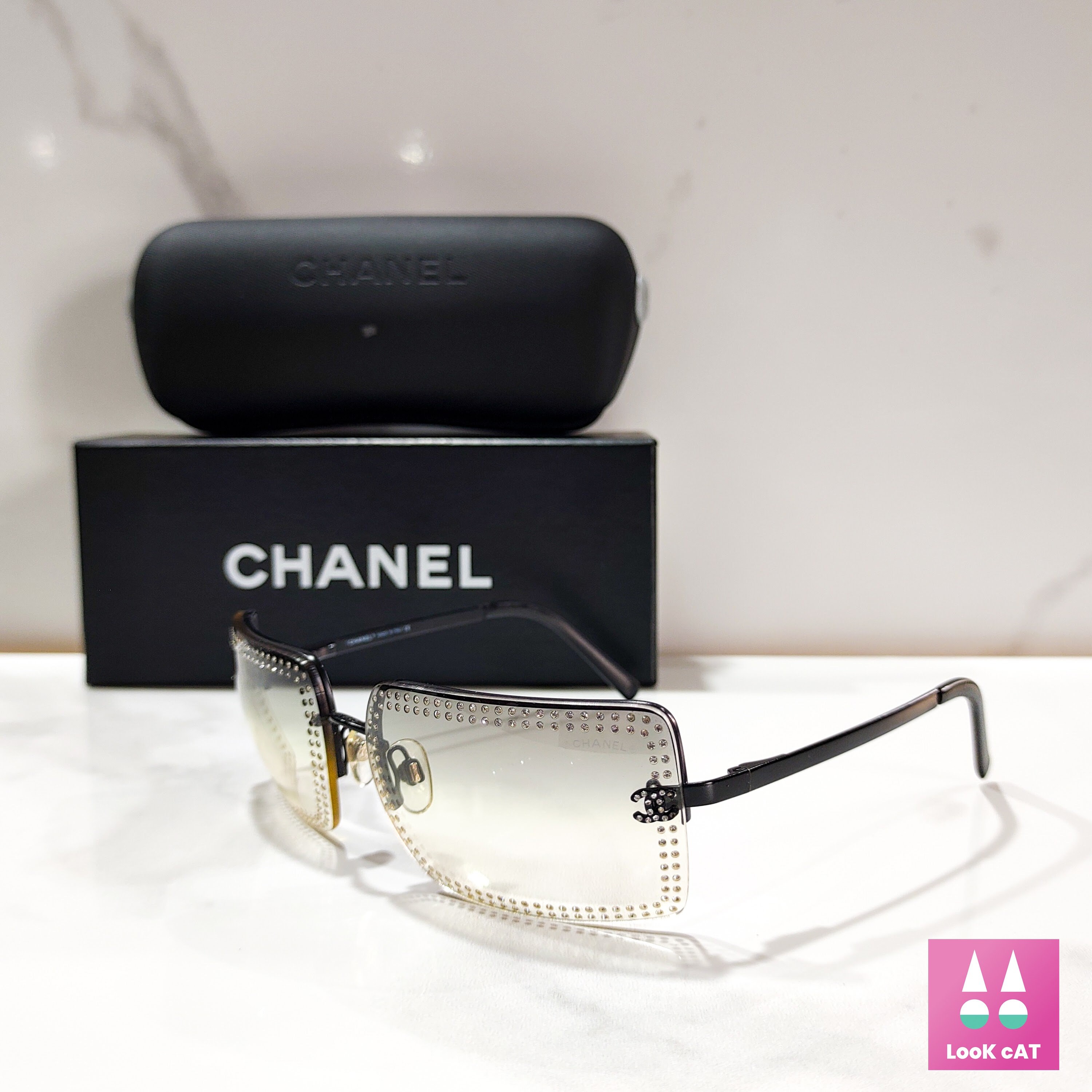 CHANEL 4092-B CRYSTAL CC RIMLESS SUNGLASSES BLACK