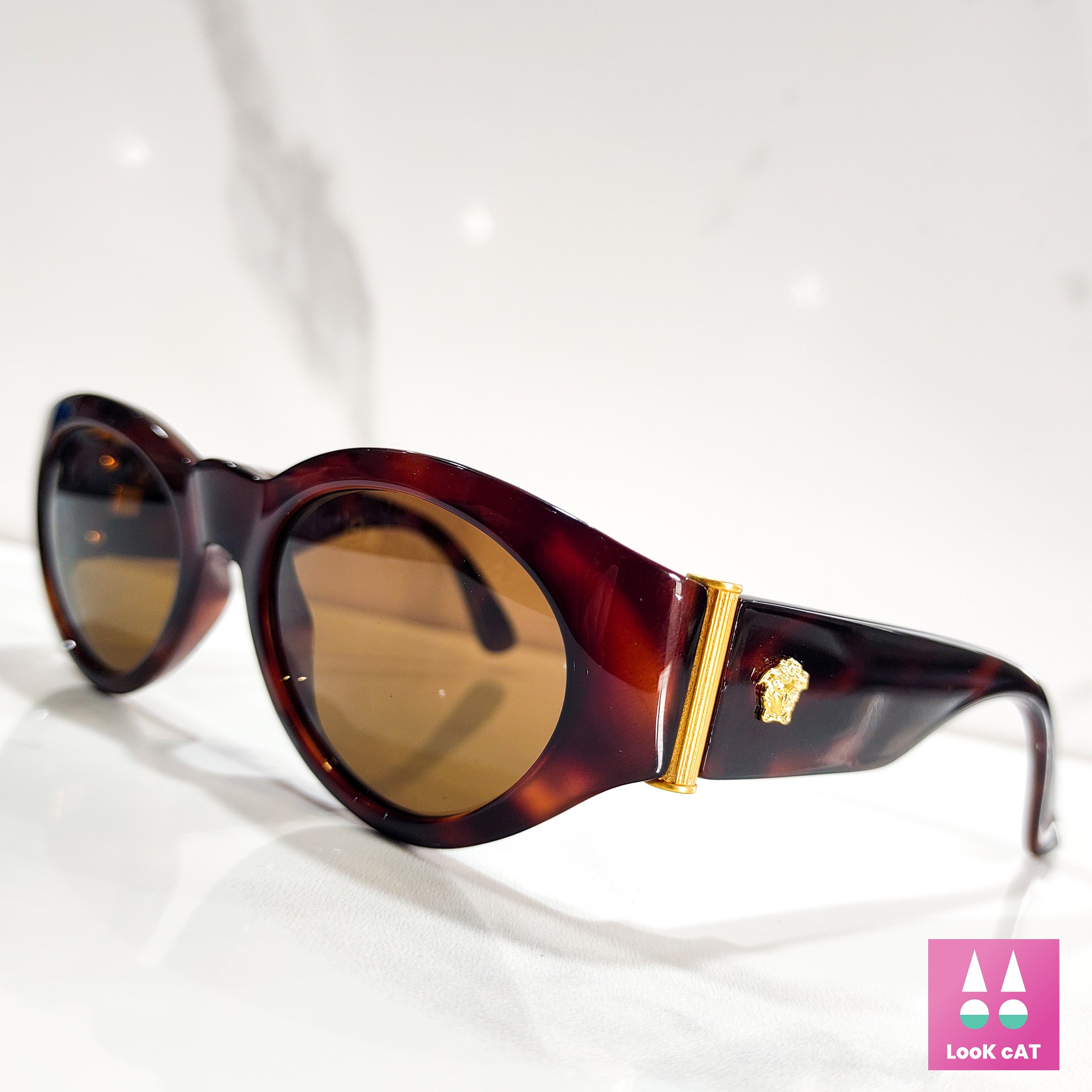 Versace Vintage Sunglasses, 617 A Gold Color Frame, 90s Y2k NOS
