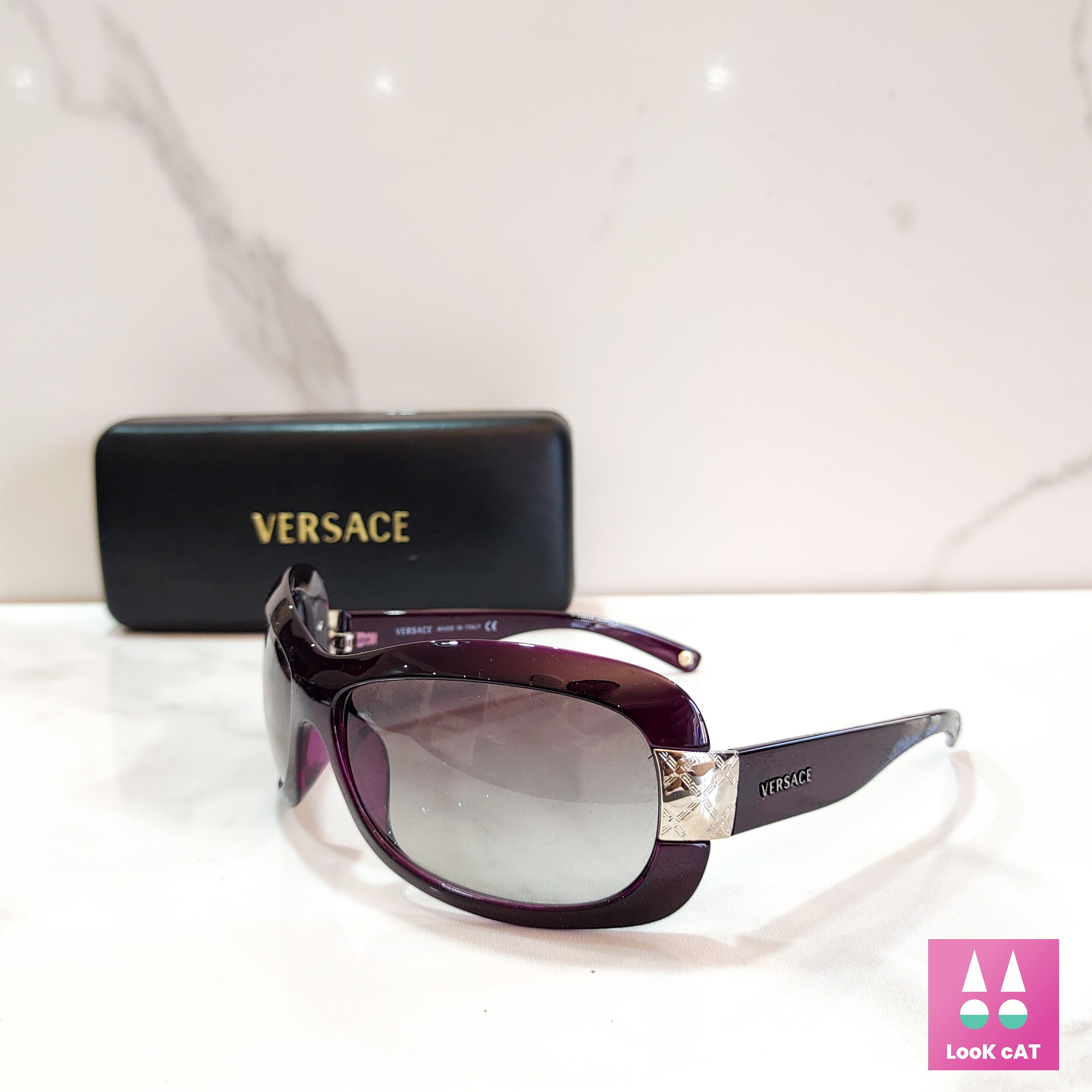Versace 4136 Vintage Sunglasses Y2K Wrap Shield Occhiali