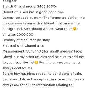 Puede incluir: Gafas Chanel modelo 3405 vintage. Las gafas son de la d&eacute;cada de 2000 y est&aacute;n en buen estado. Las lentes han sido reemplazadas. La montura mide 53,16,140.