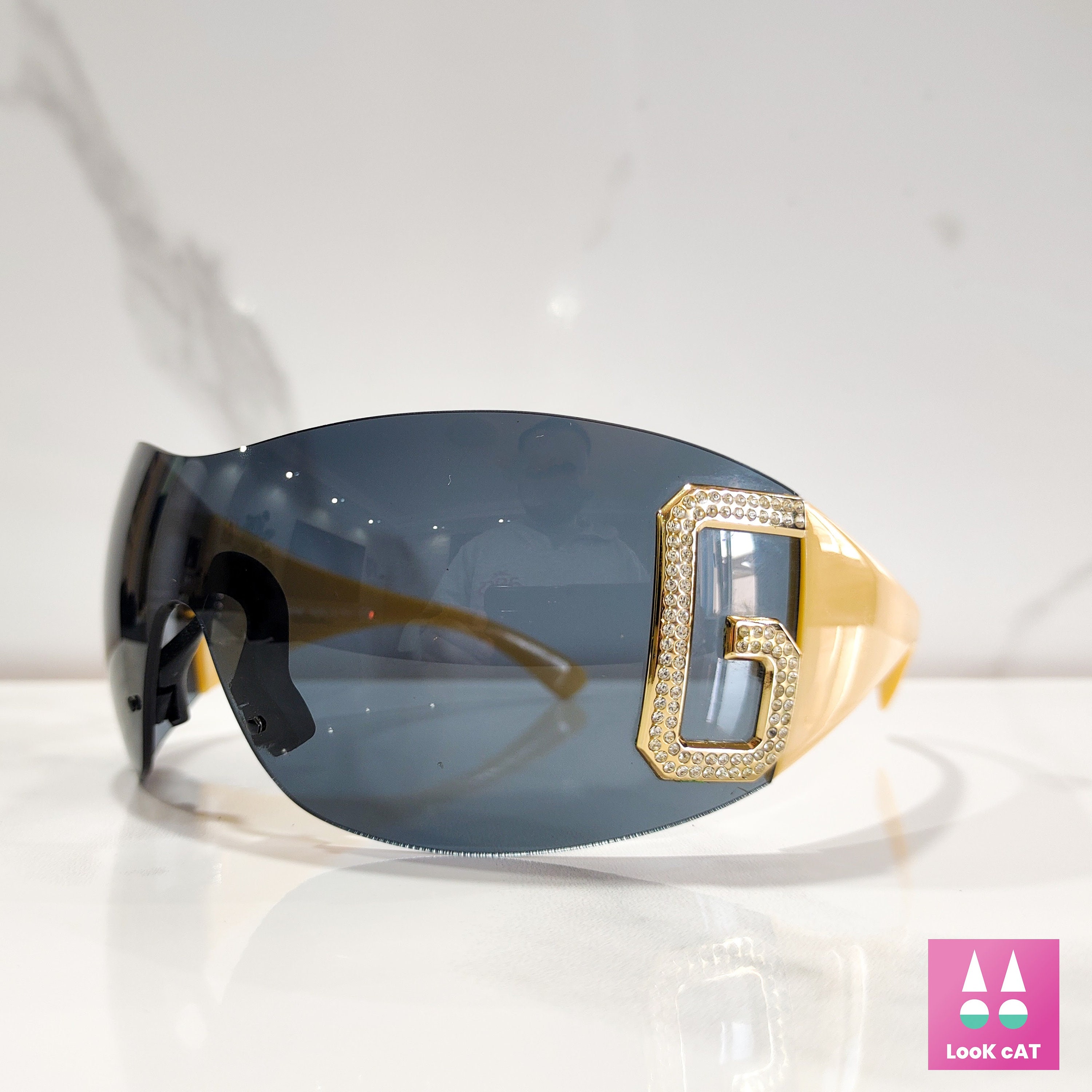 Vintage 90s Chanel Blue Rimless Crystal Sunglasses Mod 4093-B 