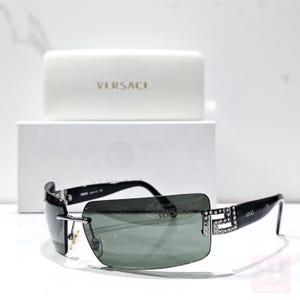 Versace mod 2017 sunglasses vintage frameless rimless lunette brille shades Y2K shield Rhinestones NOS never used