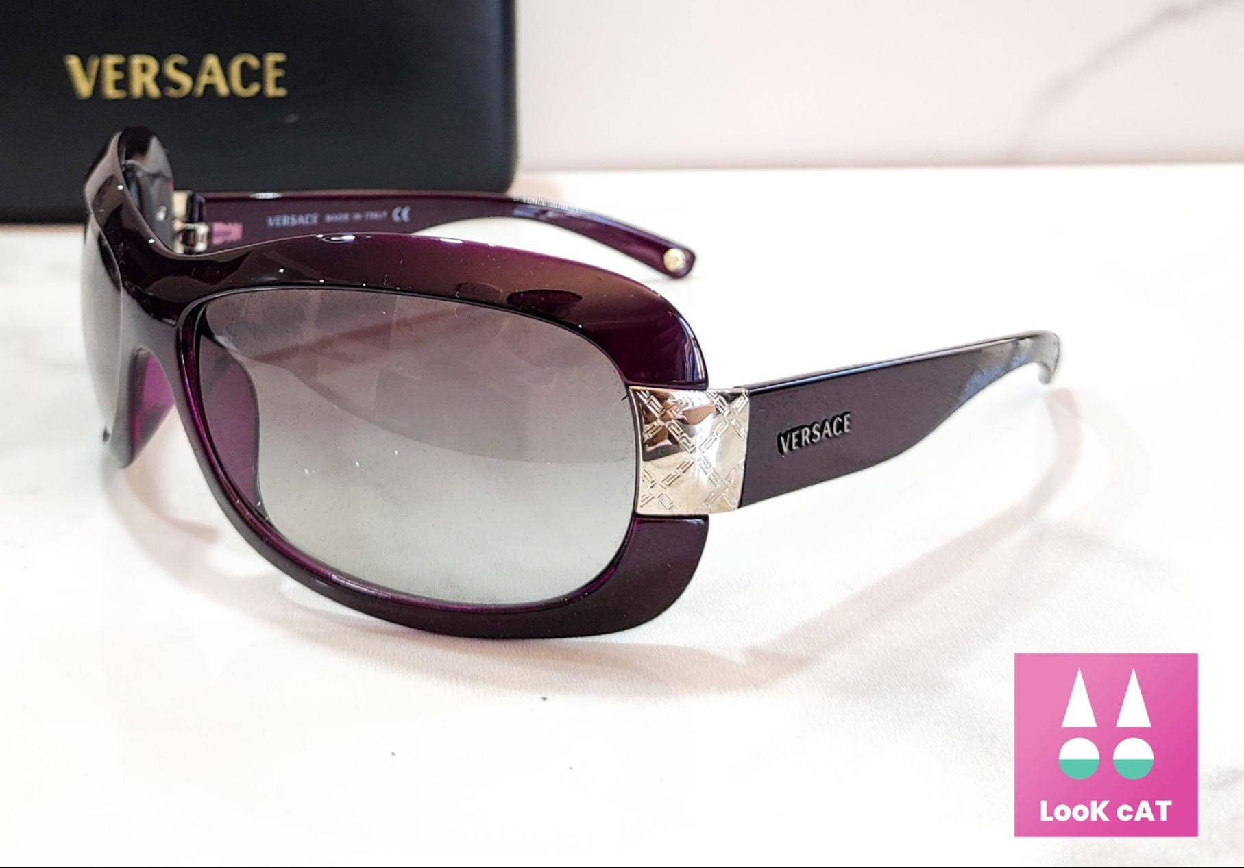 Versace 4136 Vintage Sunglasses Y2K Wrap Shield Occhiali  display picture 1