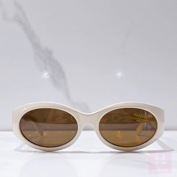 Fendi Cream Sunglasses with Brown Lenses Fendi Eyewear - Oval Acetate Sunglasses - Brown Cream  main image 4
