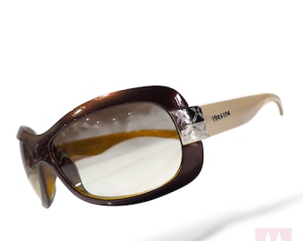Versace Y2K Vintage Wrap Around Visor Shield Sunglasses Model 2034
