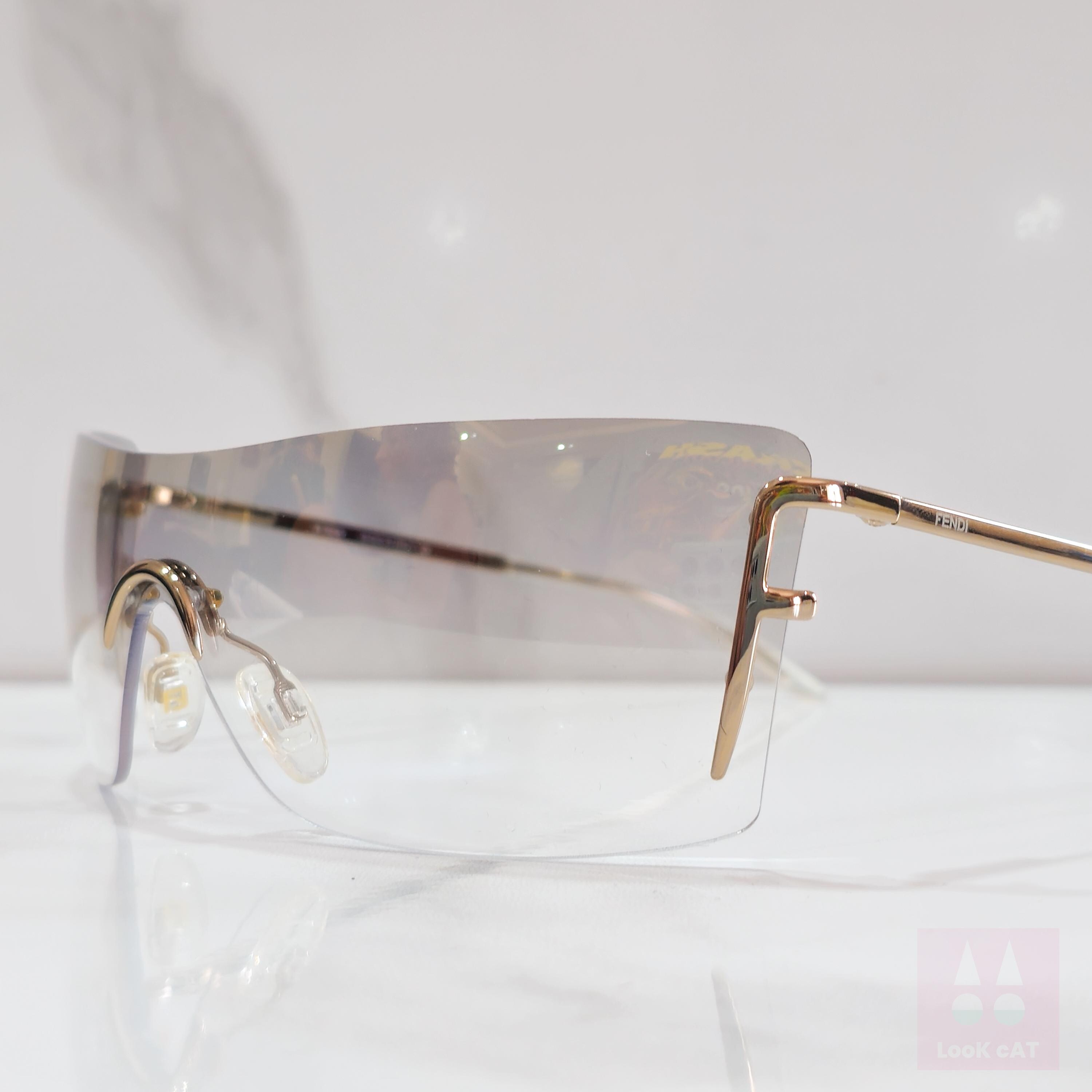 Fendi SL 7334 Vintage Rimless Sunglasses Y2k Lunette Wrap  display picture 1