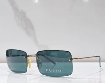 Gucci Vintage Rimless Sunglasses With Rhinestones – 2000s Designer