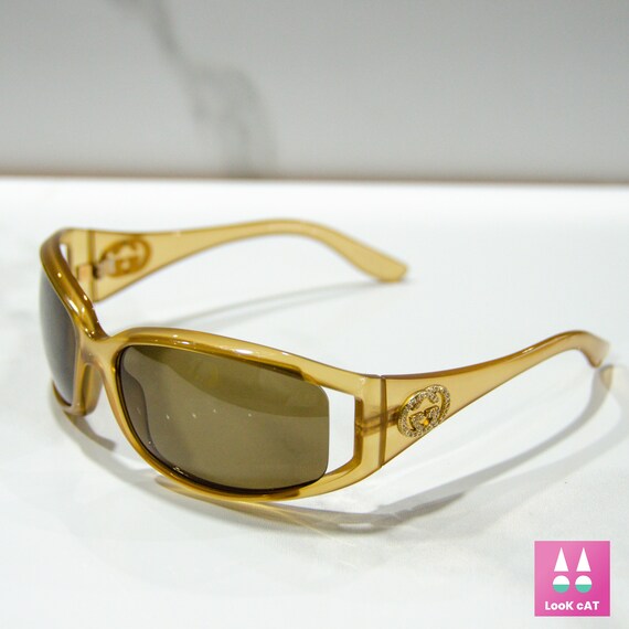 Gucci 2989 strass rare vintage sunglasses wrap sh… - image 1
