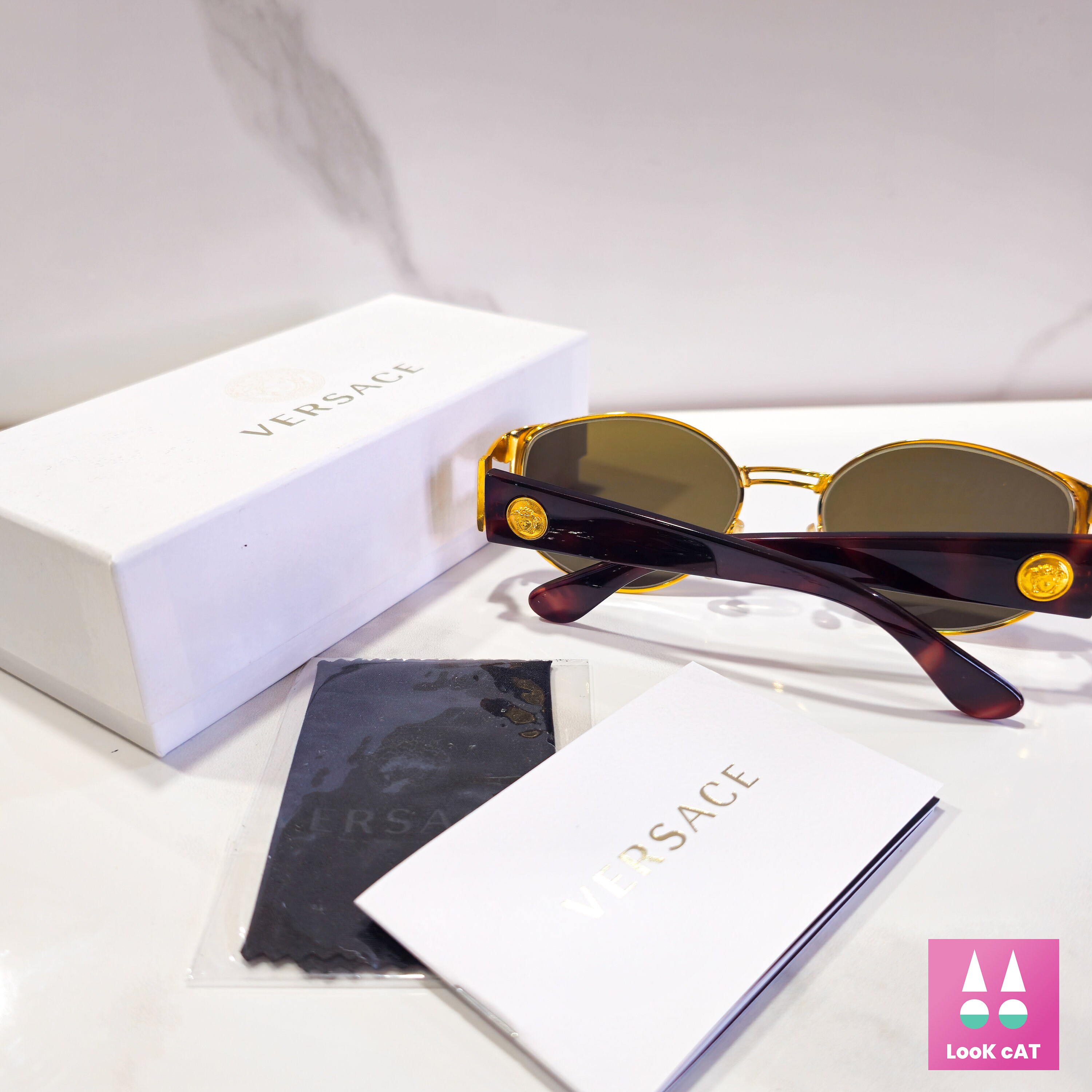 Gianni Versace S 63 Vintage Sunglasses Gold Color Frame 