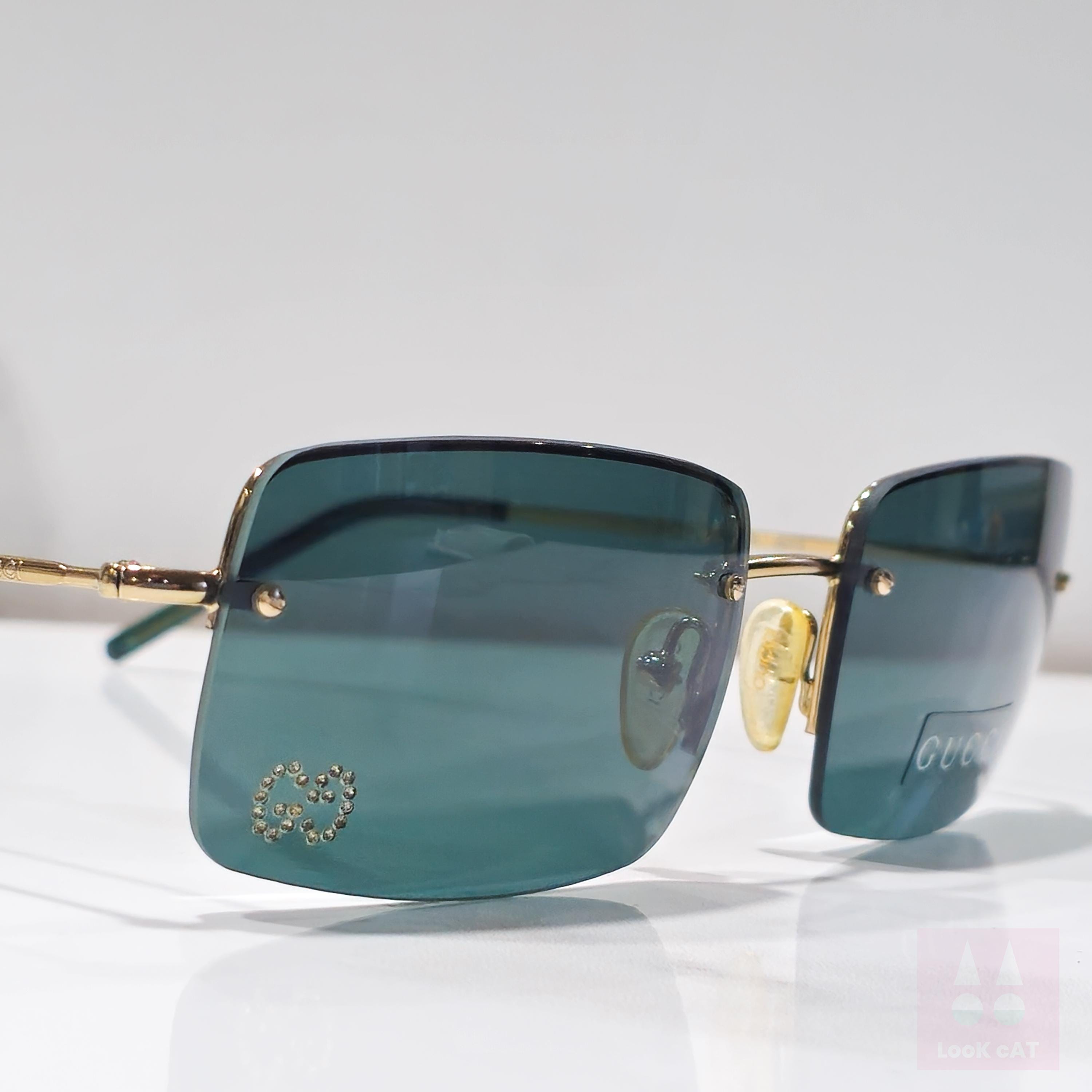 Gucci 1653 Strass Vintage Sunglasses Rimless Rhinestones NOS New
