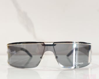 Gucci Sunglasses Logo Rimless Shield Oversized Blue White Tinted