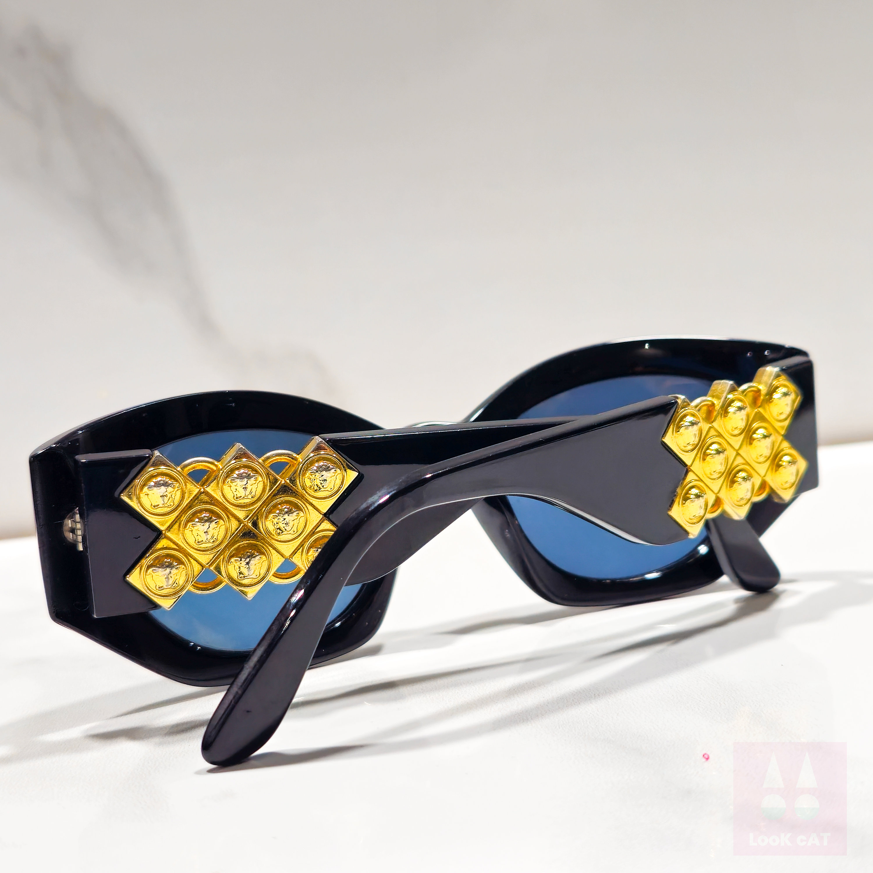 Gianni Versace Vintage Sunglasses, 422 E, Black Gold Medusa Frame