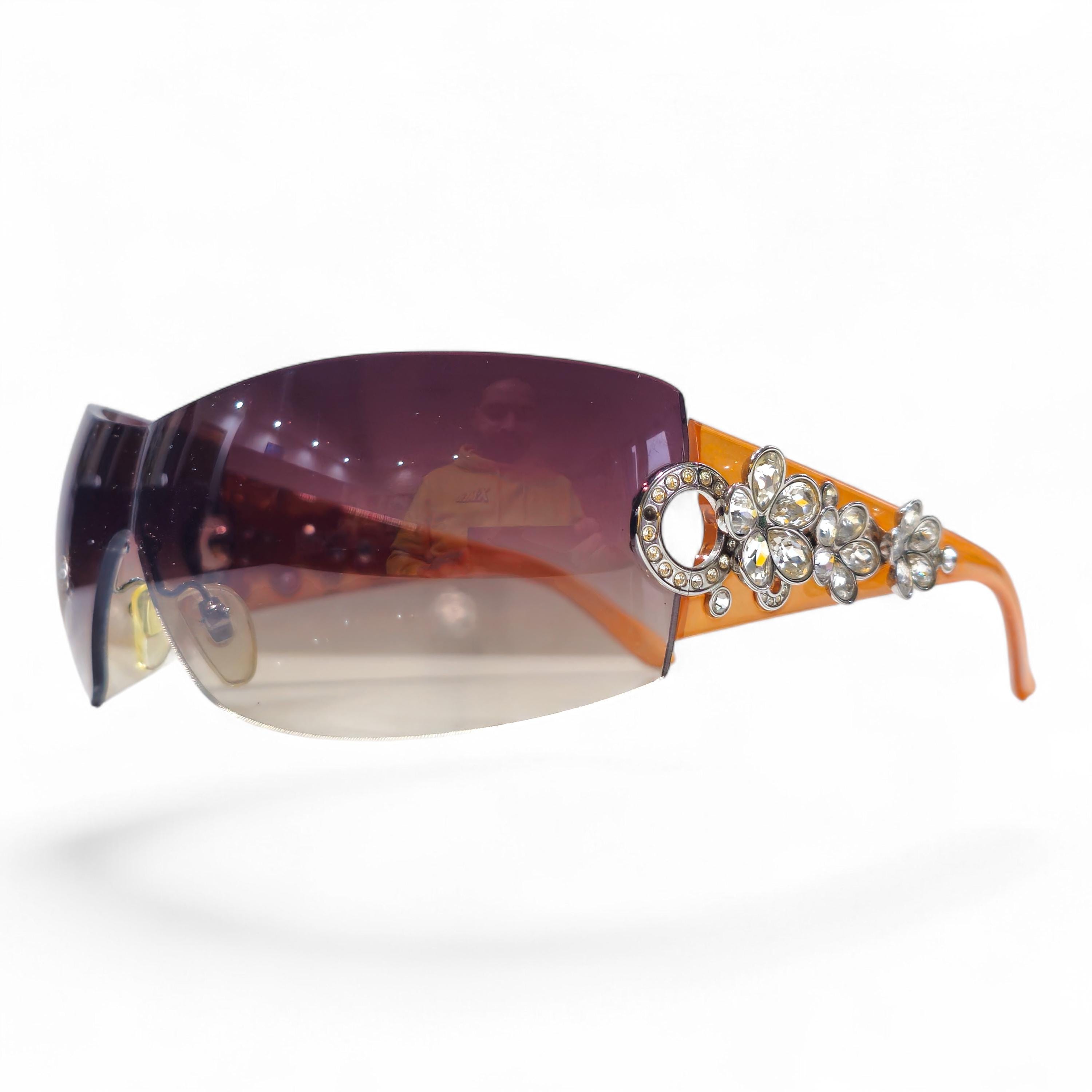 小物 00s archive BVLGARI SWARO sunglasses y2k Bvlgari Sunglasses Vintage -652 Swarovski Flowers- Bulgari Wrap