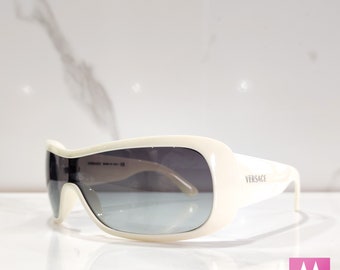 Versace 4098 lunettes de soleil vintage wrap Shield Wraparound occhiali gafas des années 90 y2k NOS