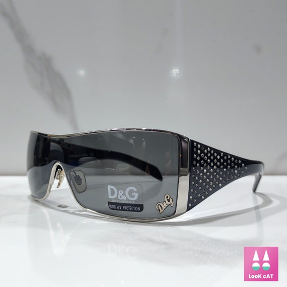 Dolce E Gabbana 6021 B Y2K Vintage Sunglasses NOS Rhinestones Occhiali Gafas Wrap Shield Etsy