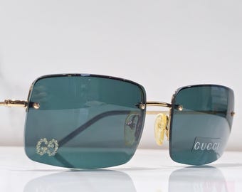 Gucci 1653 Strass Vintage Sunglasses Rimless Rhinestones NOS