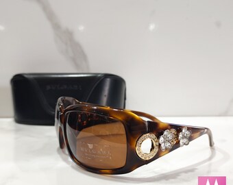 Bvlgari 857 Swarovski sunglasses vintage Bulgari wrap Shield limited edition rimless lunette brille y2k shades