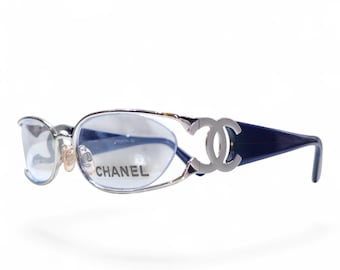 Vintage Y2K Chanel Black Rectangle Sunglasses Classic CC Logo