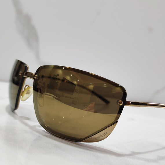 Gucci GG 1692 gold vintage sunglasses wrap shield… - image 2