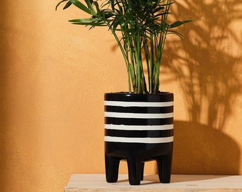 Soapstone plant pot Unique stone planter hand-carved and painted in Kenya, ethical gifts, Indoor plant pot holder