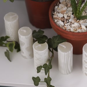 Weißes Mini-Dinner-Kerzenset - Fairtrade und ethische Mini-Kerzensets | Gemusterte handgemachte Kerzen