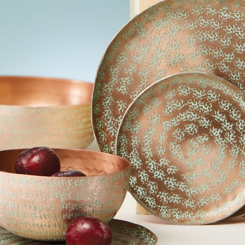 Hammered Aluminium Plates and Bowls Rustic Metal Tableware Etsy