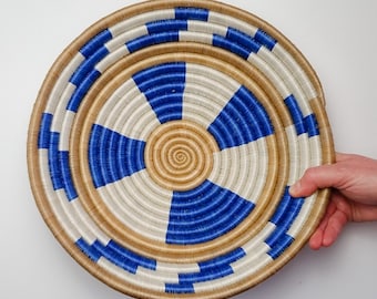 Blue Woven Bowl: Handwoven Sisal Basket from Rwanda