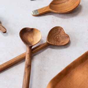 Olive wood heart spoon Kenyan sugar scoop Natural Eco gifts Wooden anniversary Gifts for girlfriends boyfriends weddings image 3