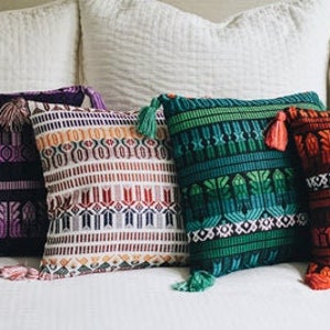 Decorative pillows, Guatemalan brocade cushion covers, colourful fair trade throw pillows, 30cm pillow cover, accent pillow