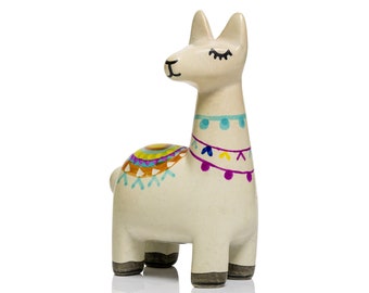 Lama dipinto a mano / Ornamento in alpaca intagliato a mano / Scultura in pietra ollare colorata proveniente da fonti etiche / Grazioso regalo