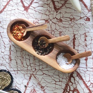 Hand-Carved Olive Wood Pinch Pot, Salt & Pepper Spice Dish, Kenyan Wooden Sauce bowls, Ethical and Sustainable African anniversary gifts