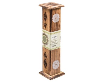 Mango wood incense tower, sustainable incense holder with incense sticks