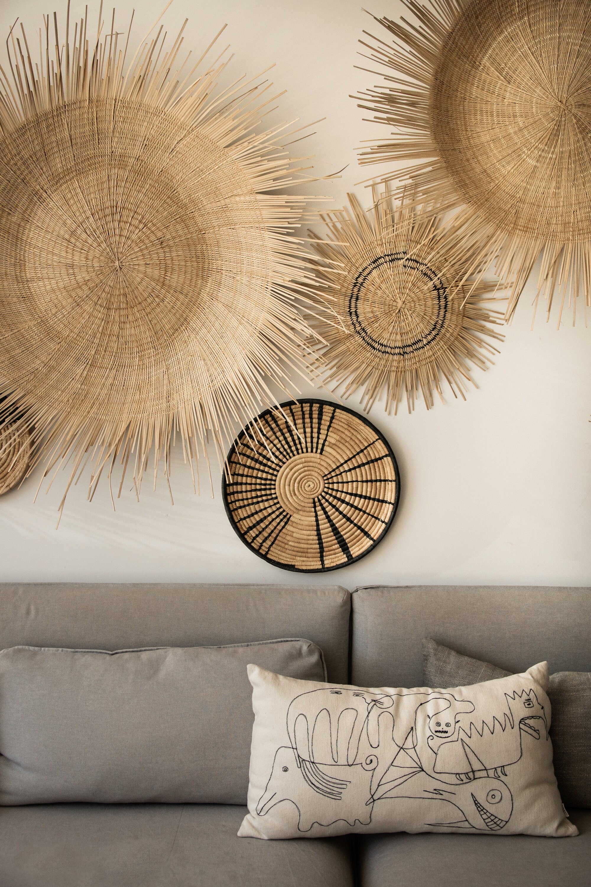 Hanging sun disc, large decorative wall hanging, Ethical African wall art