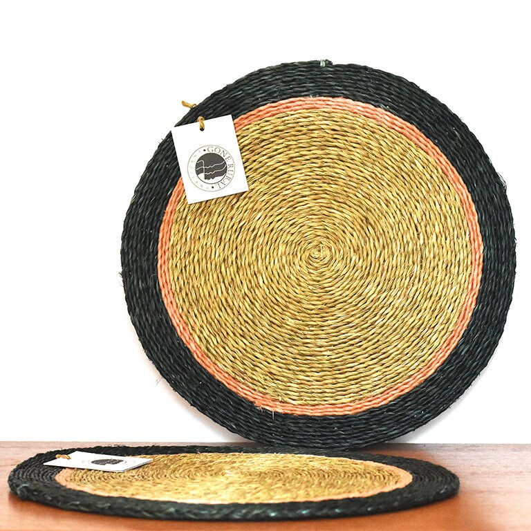 Hand Woven Placemat Forest Green and Blush 32cm Placemat Etsy UK