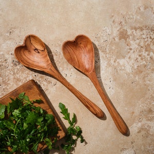 Olive wood heart spoon Kenyan sugar scoop Natural Eco gifts Wooden anniversary Gifts for girlfriends boyfriends weddings image 2