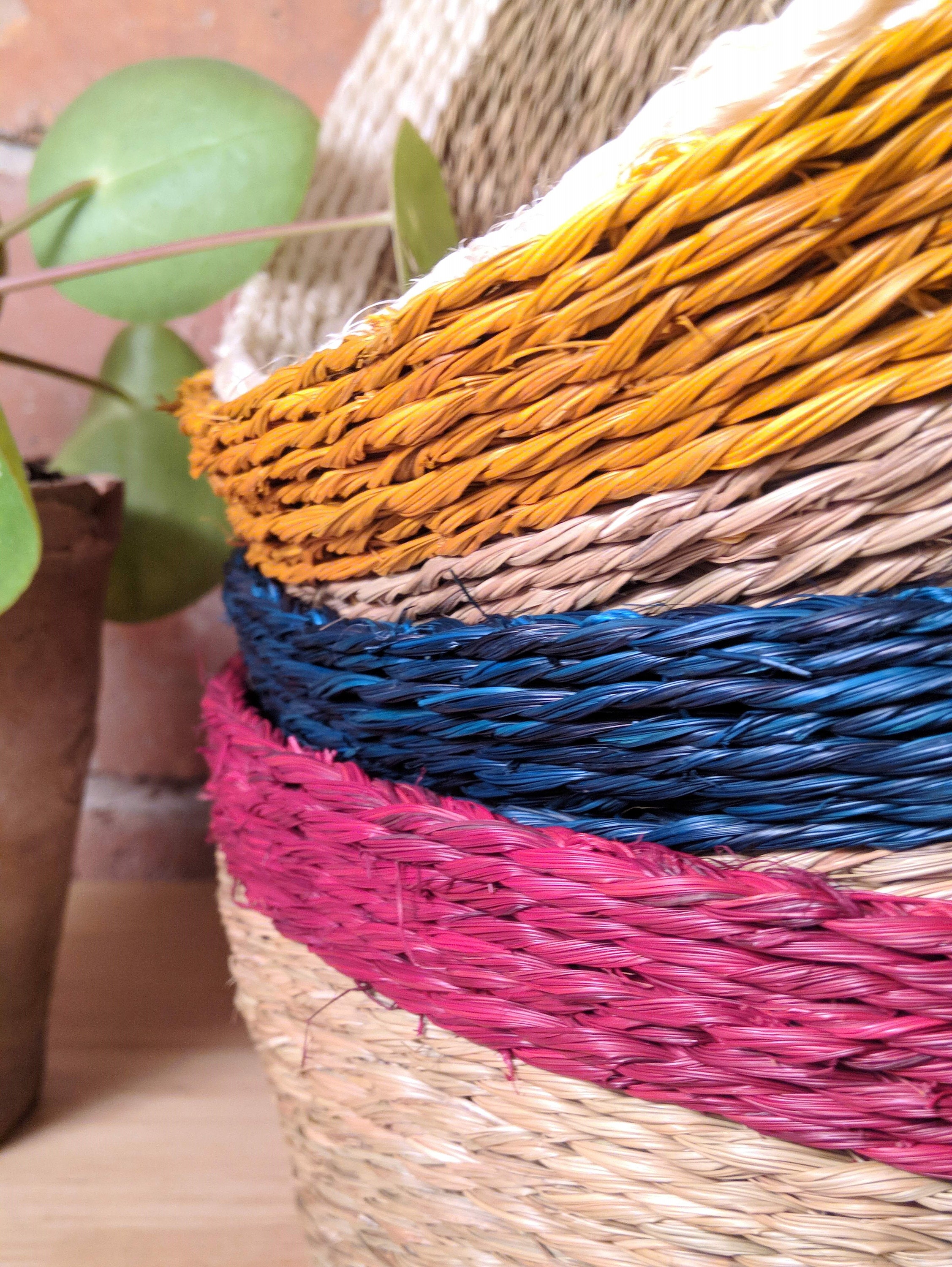 Woven Grass Basket Fair Trade Table Basket Ethical Fruit Etsy UK