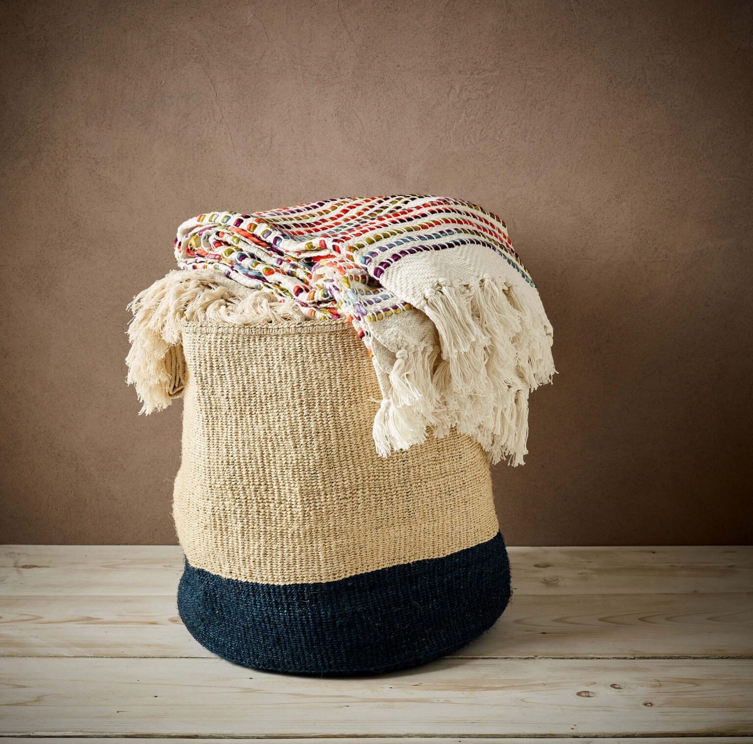 Navy Blue Storage Baskets | Woven Baskets | Handmade Storage Basket | Sisal Sustainable Storage ...