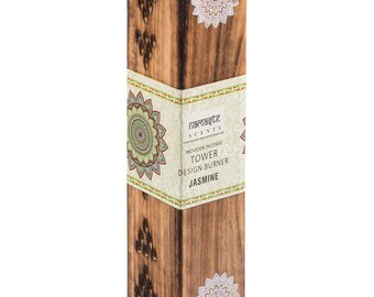 Myga Torre De Incienso – Soporte De Incienso Tallado De Madera Para Palo De Joss Y Cono De Dhoop – Ideal Para Meditación, Aromaterapia – Hecho A Mano En La India Con