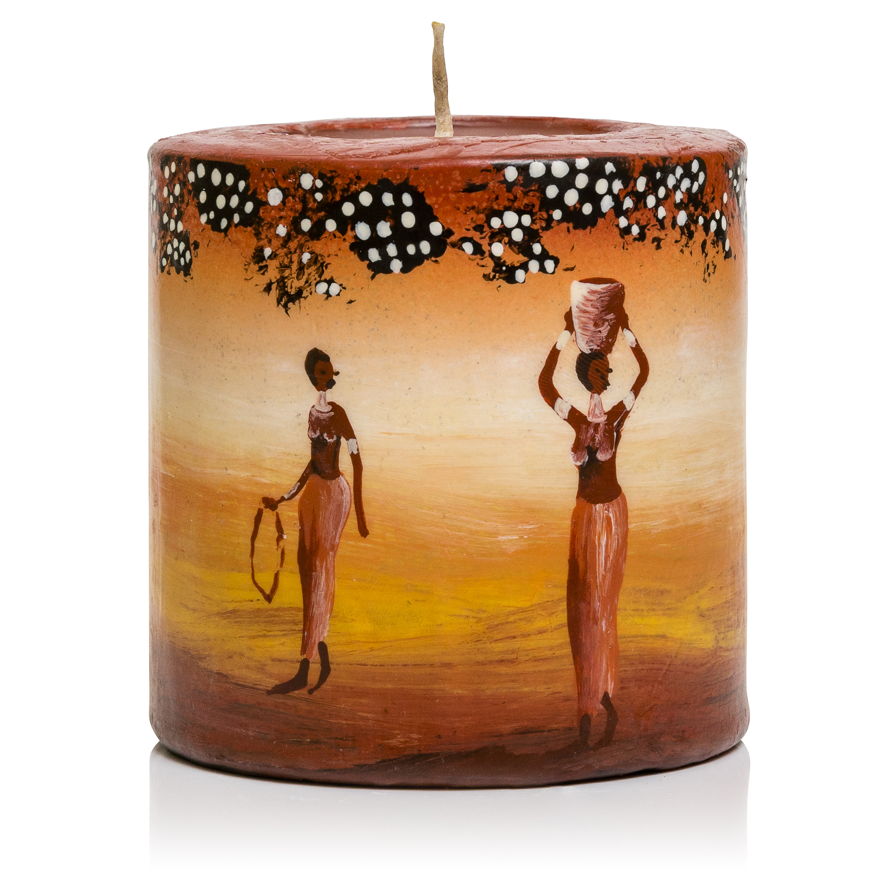 Bougies peintes à la main Bougies swazies équitables au coucher du soleil  africain Bougies piliers réutilisables éthiques -  France