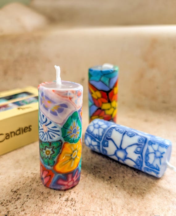 Fair Trade Millefiori Mini Kerzen | Swazi Ethisches Geschenkset mit 6 Stück